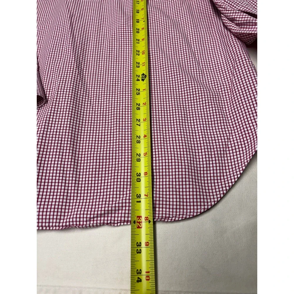 Polo Ralph Lauren Curham Classic Fit Gingham Shirt‎ Burgundy White Mens 16 34/35
